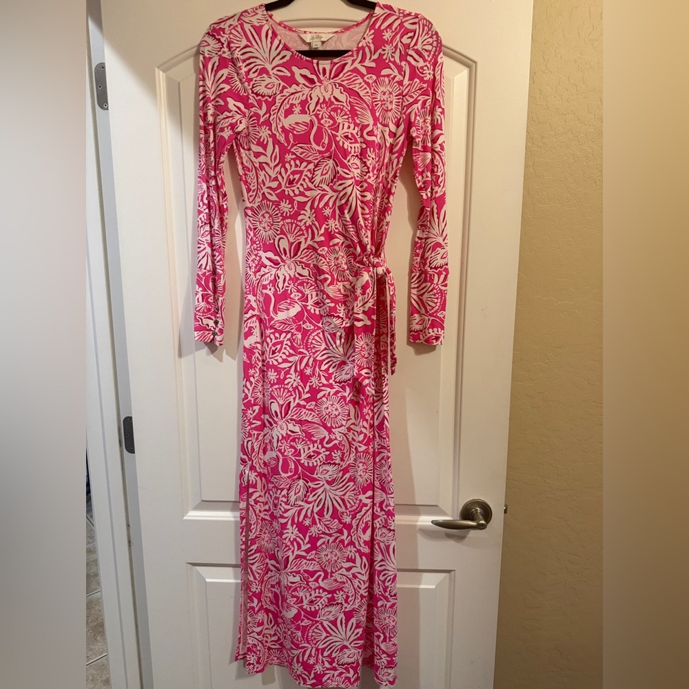 Lilly Pulitzer Bryson Maxi Dress in Passion Fruit Pink Absolutely Flamazing